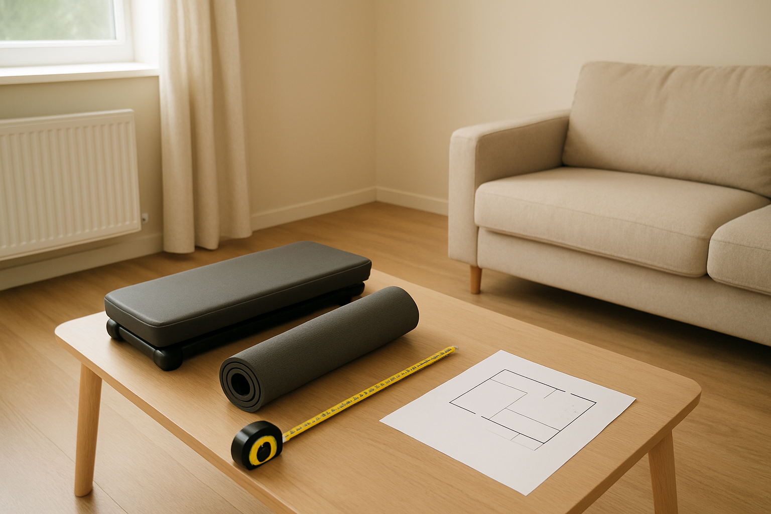 Measuring a clear floor area before planning a compact home gym