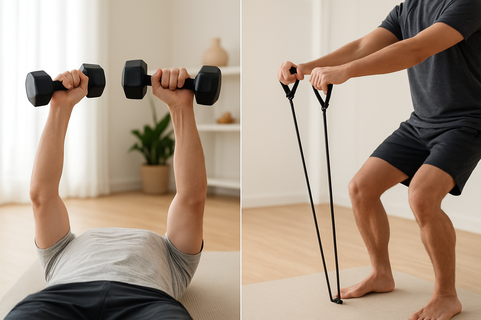 Dumbbell floor press and standing band press alternatives