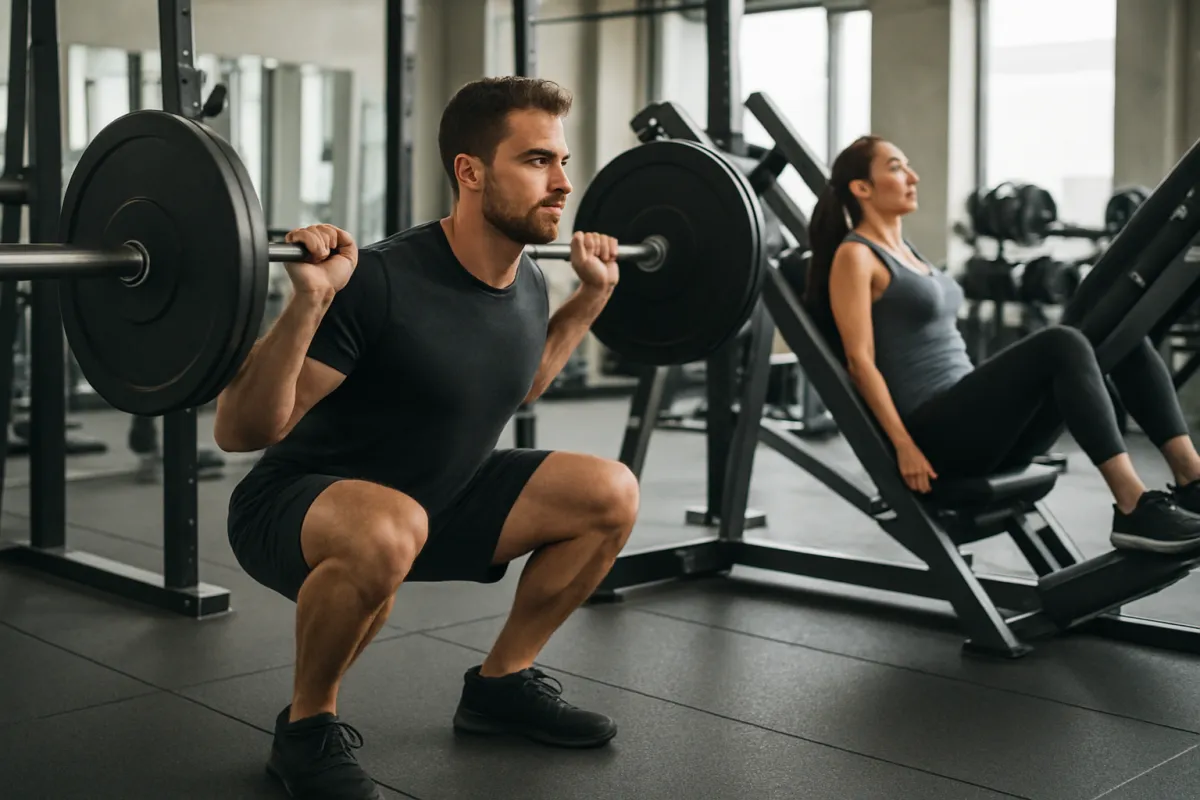 Barbell squat and leg press comparison in a realistic gym