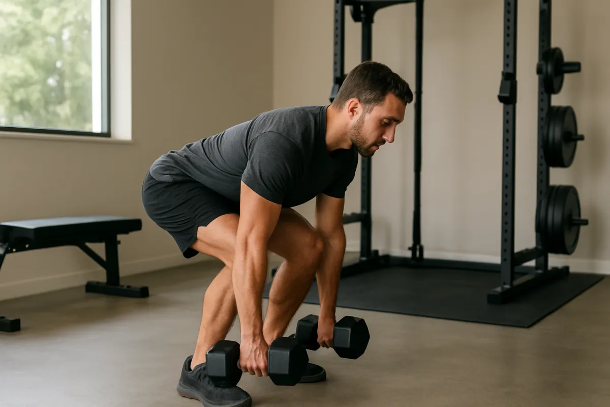 Correct bottom position of a dumbbell Romanian deadlift